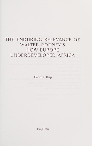 [a7f92e8e-3aed-4167-9854-293b36072368] How Europe Underdeveloped Africa